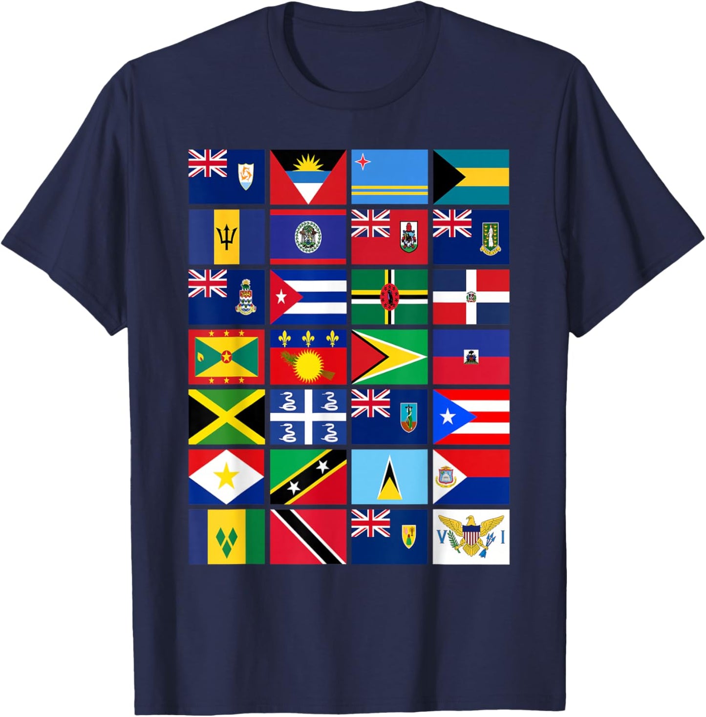 Caribbean Flags Unity Pride Souvenir Geography Gift T-Shirt - T-Shirt | Navy