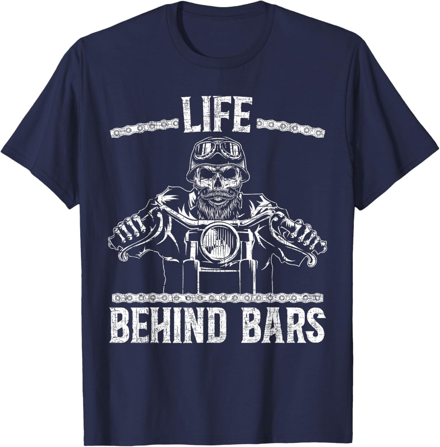 Life Behind Bars Biker Motorcycle T-Shirt - T-Shirt | Navy