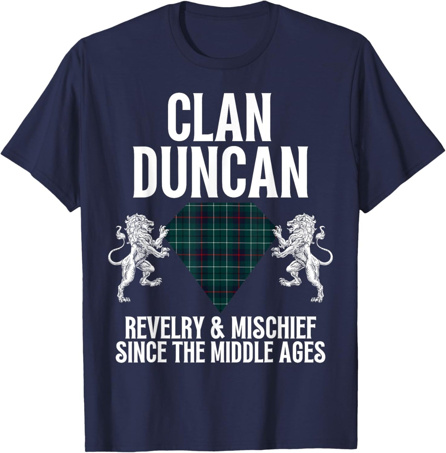 HighlandFour Duncan Clan Scottish Name Coat Of Arms Tartan Family Party T-Shirt - T-Shirt | Navy