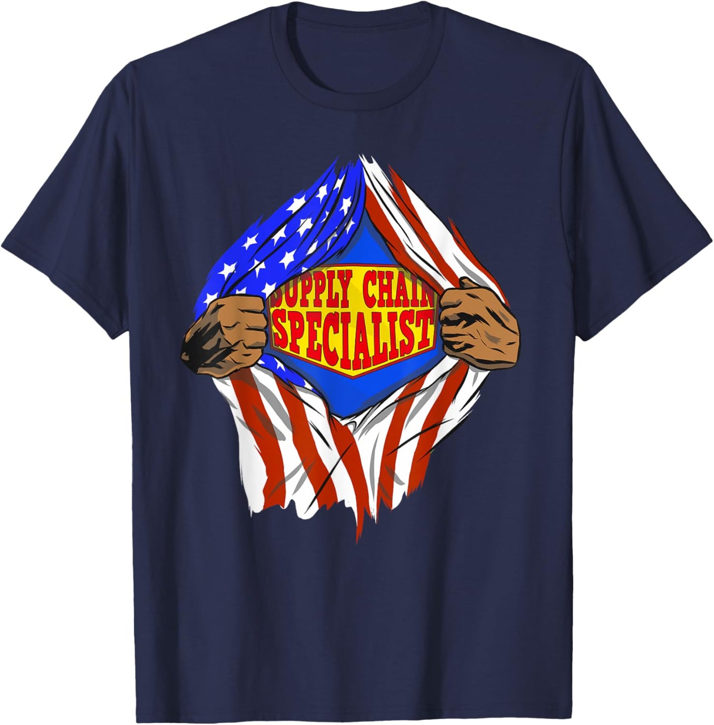 Funny Super Supply Chain Specialist Hero Job T-Shirt - T-Shirt | Navy