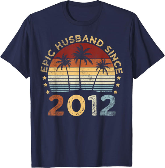 Epic Husband Since 2012 11th Wedding Anniversary T-Shirt - T-Shirt | Navy