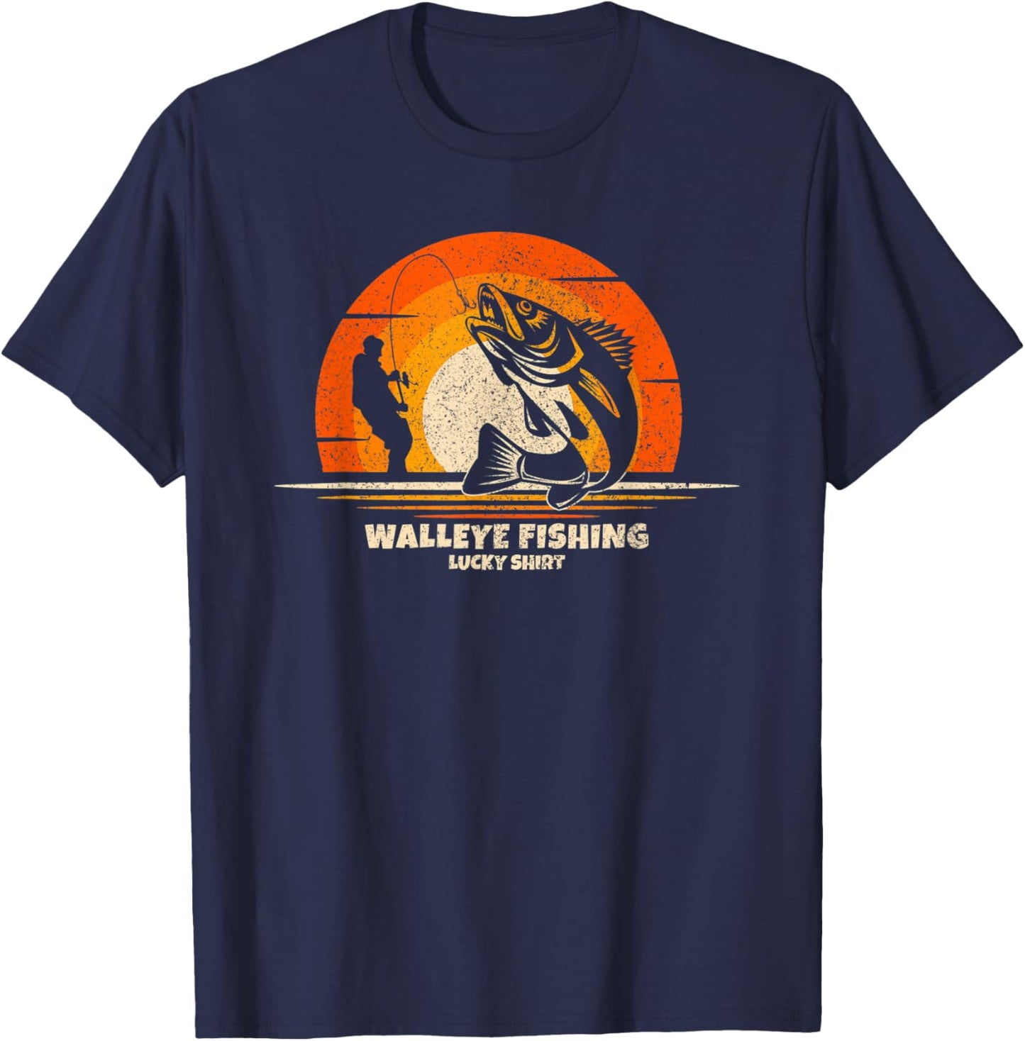 Walleye Fisherman Lucky Charm Walleye Fishing T-Shirt - T-Shirt | Navy