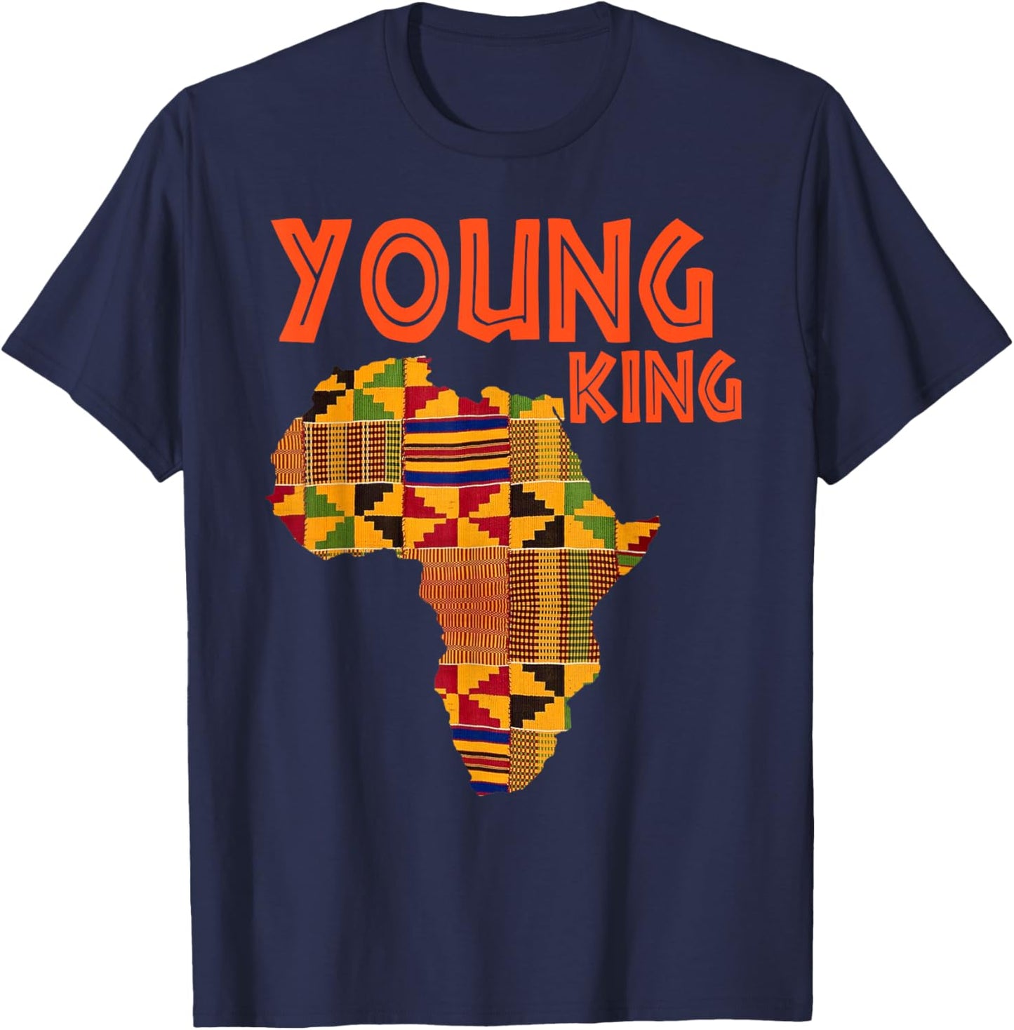 Boys African Attire Kente Print Little Kids Young King Kente T-Shirt - T-Shirt | Navy