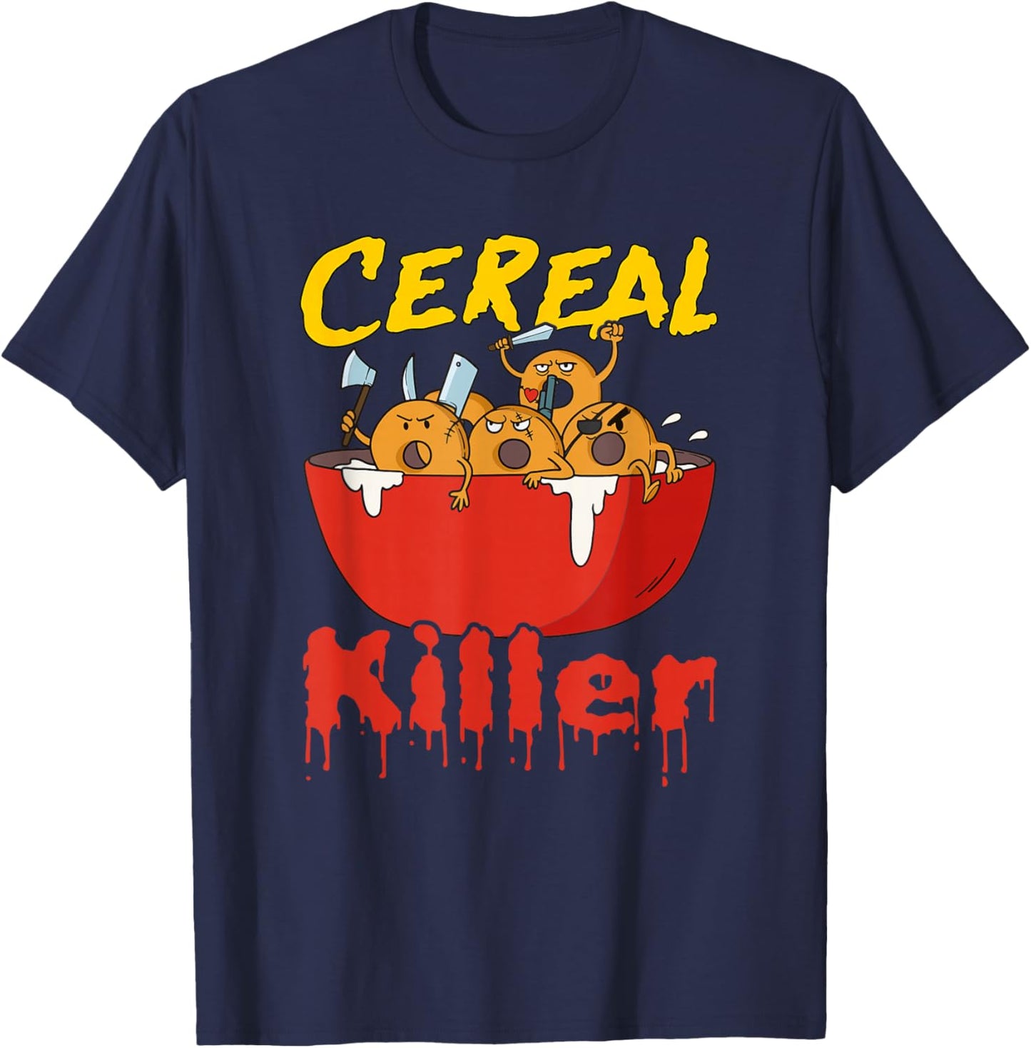 Serial Killer Parody Cereal Killer T-Shirt - T-Shirt | Navy