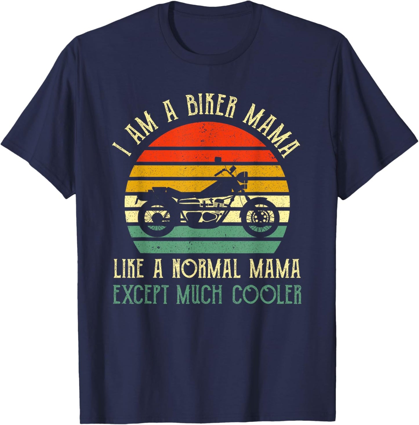 Motorcycle Biker Mama Rider Riding Motorbike Mothers Day T-Shirt - T-Shirt | Navy