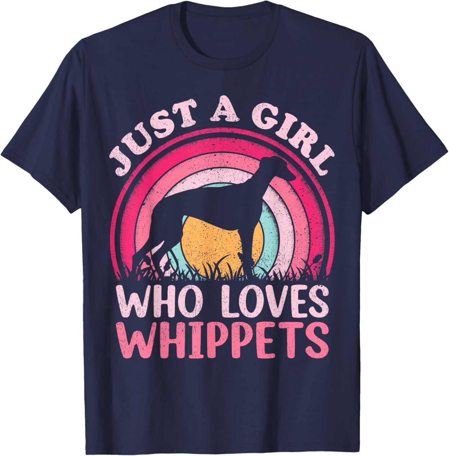Whippet Dog Lover Vintage Just A Girl Who Loves Whippets T-Shirt - T-Shirt | Navy