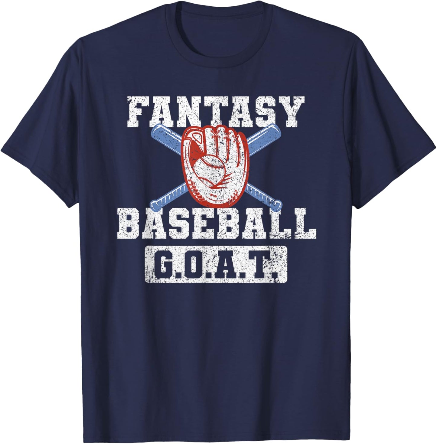 Funny Fantasy Baseball League Fantasy Baseball GOAT T-Shirt - T-Shirt | Navy