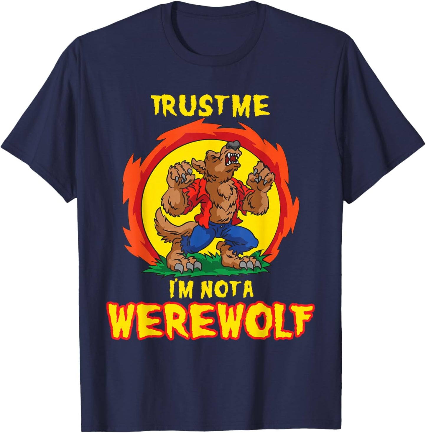Trust Me I'am Not A Werewolf - Were Wolf Howling For Kids T-Shirt - T-Shirt | Navy
