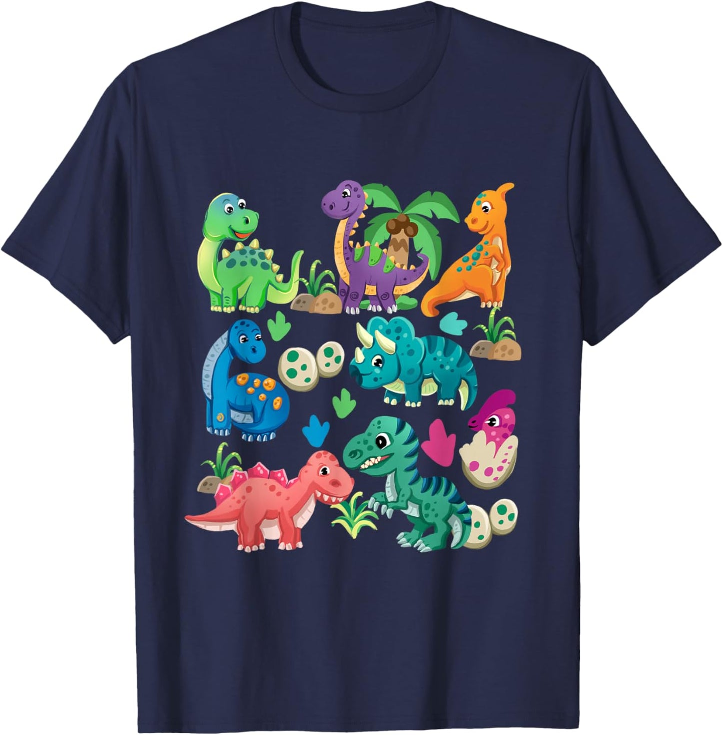 Types of Dinosaurs Cute Dino Identification Girl Boy T-Shirt - T-Shirt | Navy