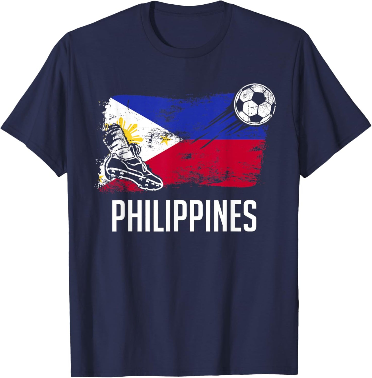 Philippines Flag Jersey Philippine Soccer Team Philippine T-Shirt - T-Shirt | Navy