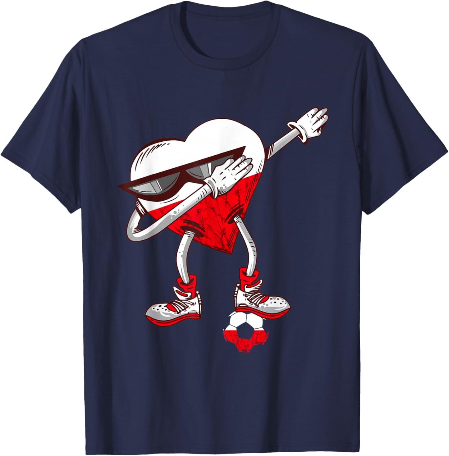 Poland Dabbing Heart Polska Polish Soccer Team Polish Pride T-Shirt - T-Shirt | Navy
