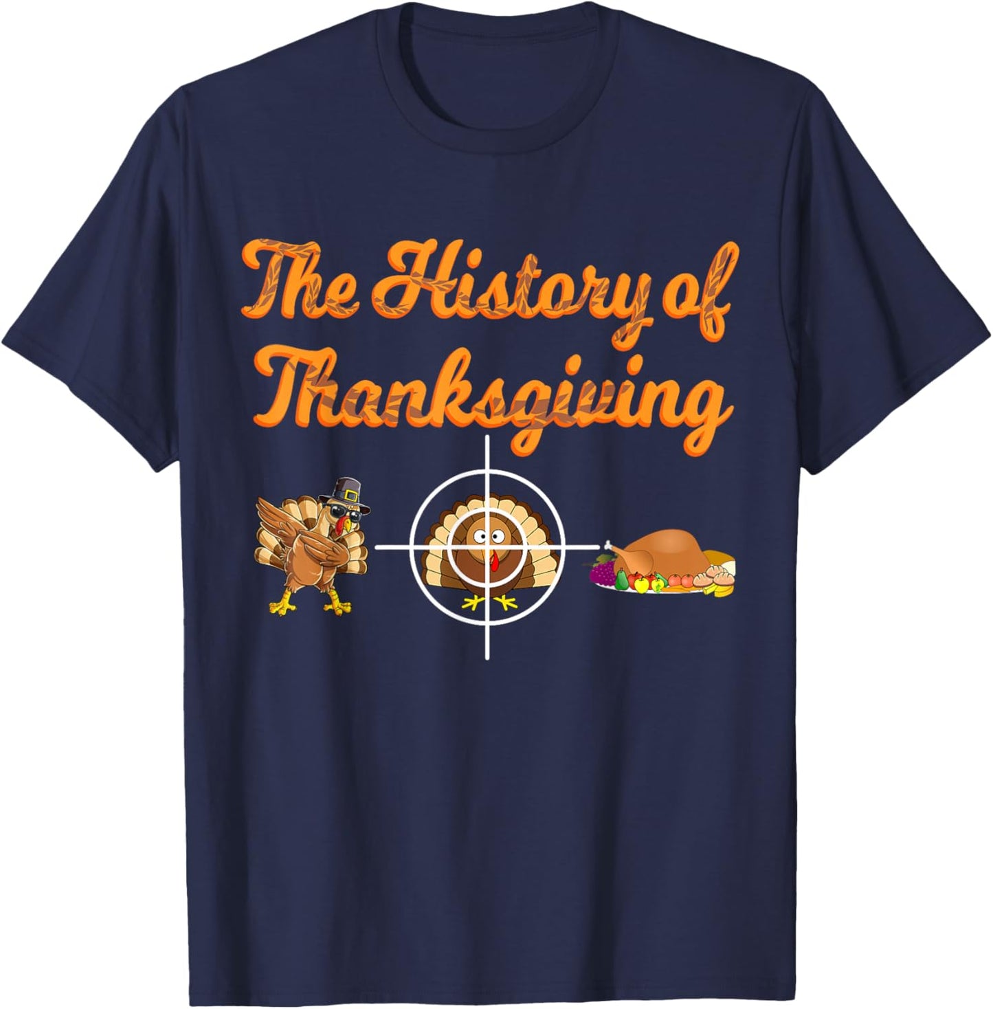 The History of Thanksgiving Day Pilgrim Boys Girls Turkey T-Shirt - T-Shirt | Navy
