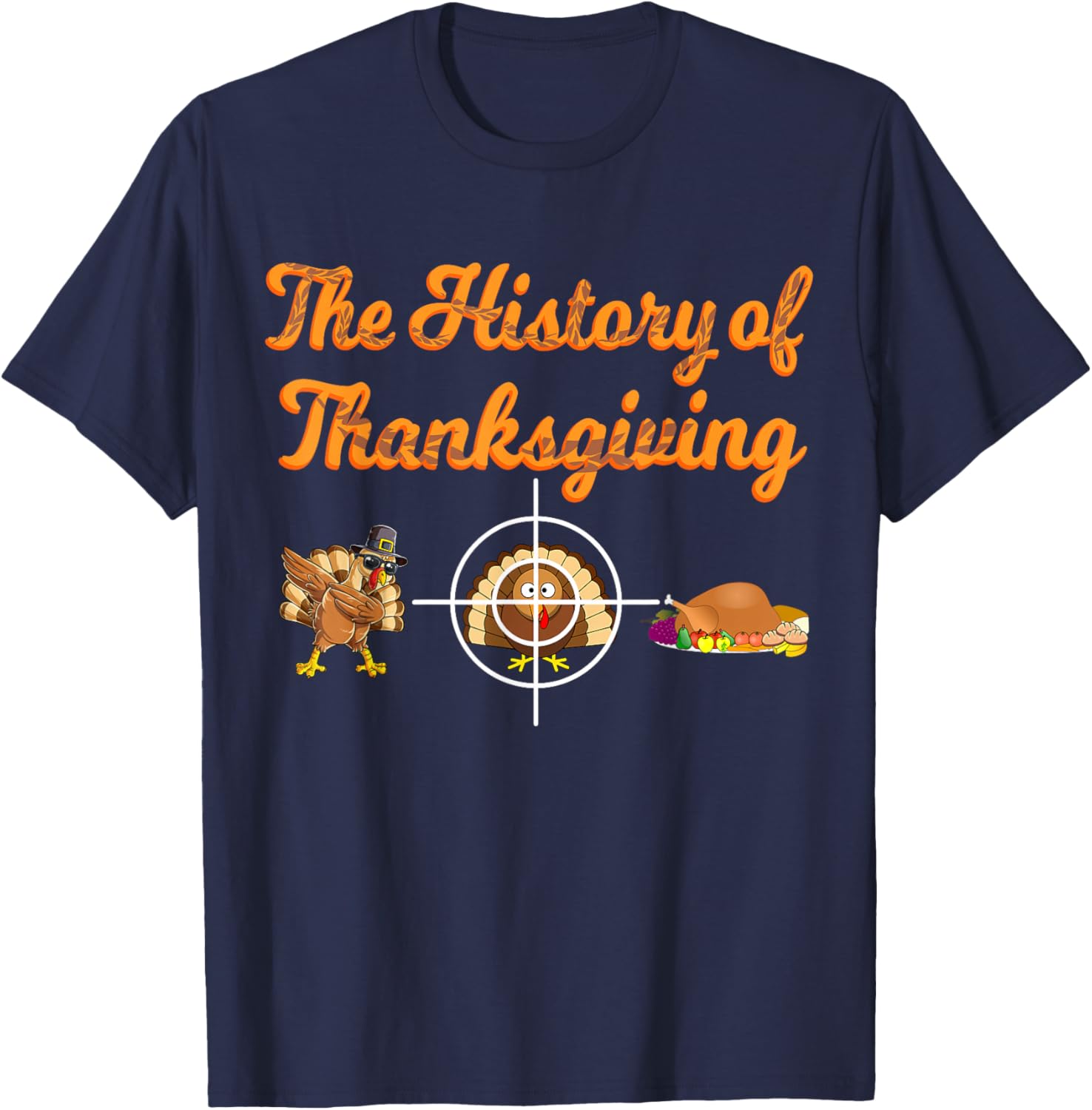 The History of Thanksgiving Day Pilgrim Boys Girls Turkey T-Shirt - T-Shirt | Navy