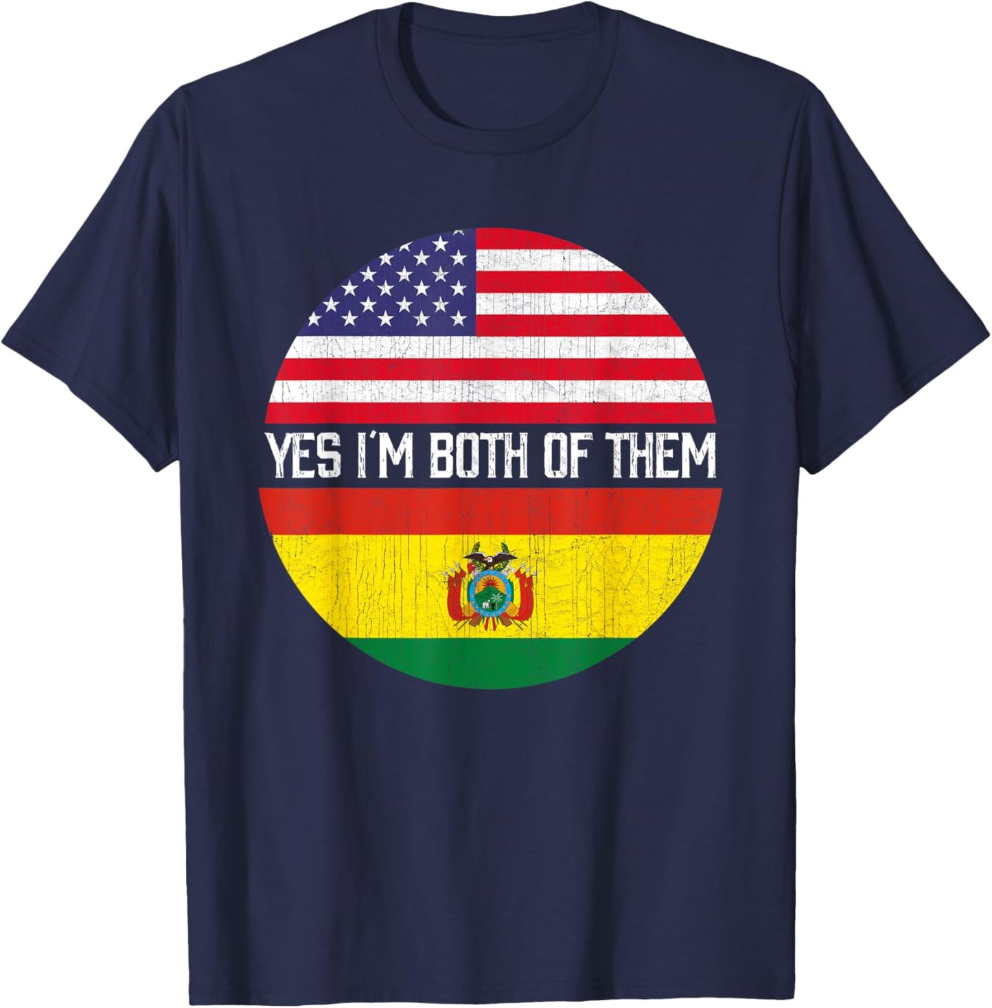 Half American Half Bolivian USA Flag Family Heritage Kids Men T-Shirt - T-Shirt | Navy