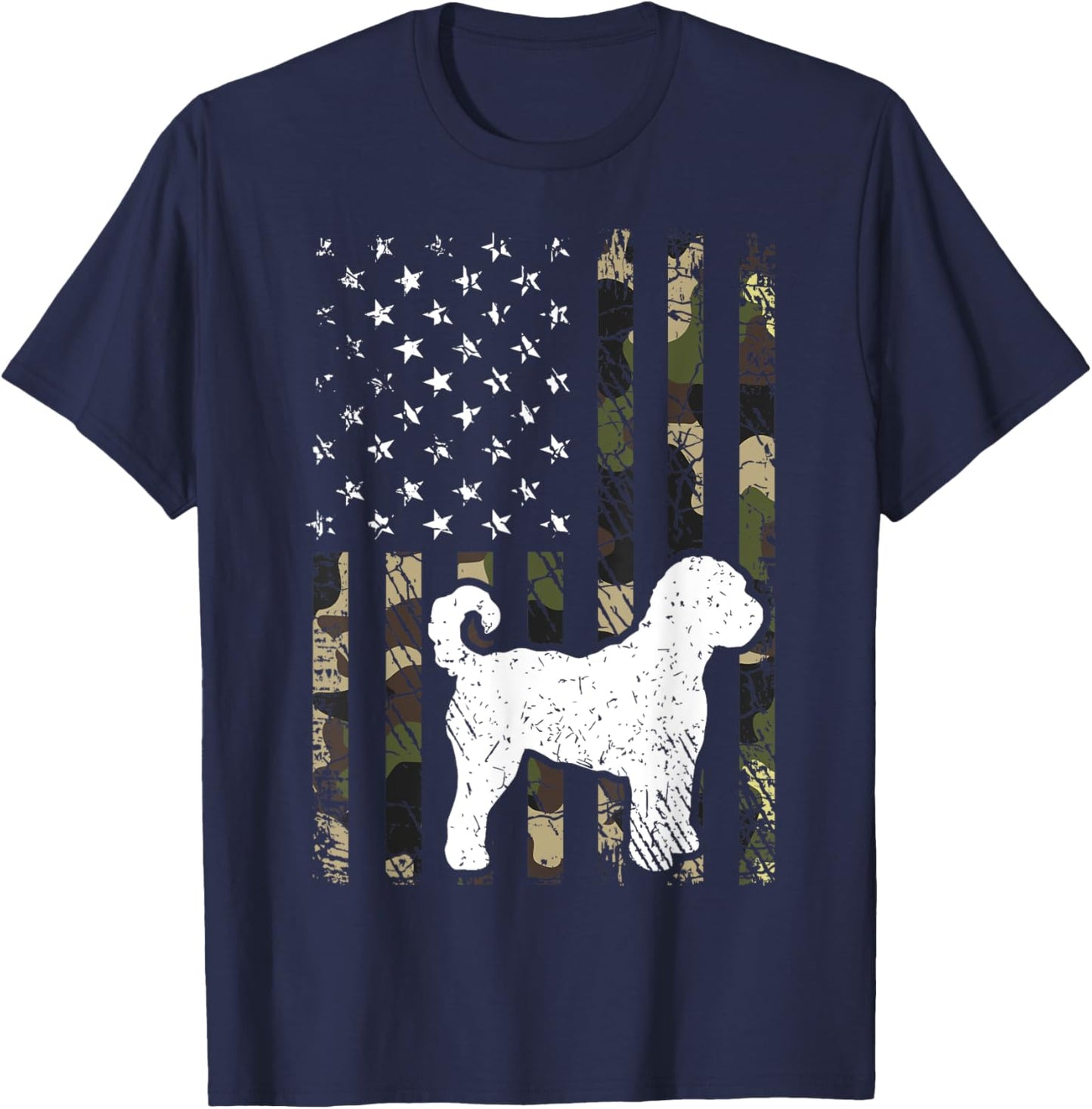 Labradoodle Dog Dad Mom Camouflage USA Flag Women Kids T-Shirt - T-Shirt | Navy