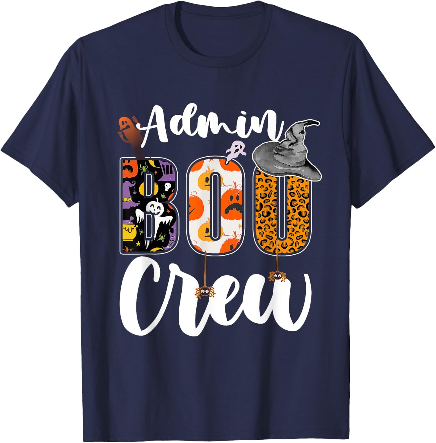 Admin Boo Crew Halloween Matching Administrator Funny T-Shirt - T-Shirt | Navy