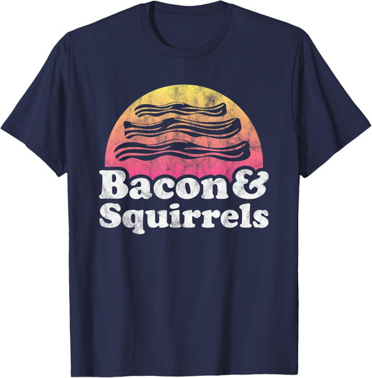 Bacon and Squirrels or Squirrel T-Shirt - T-Shirt | Navy