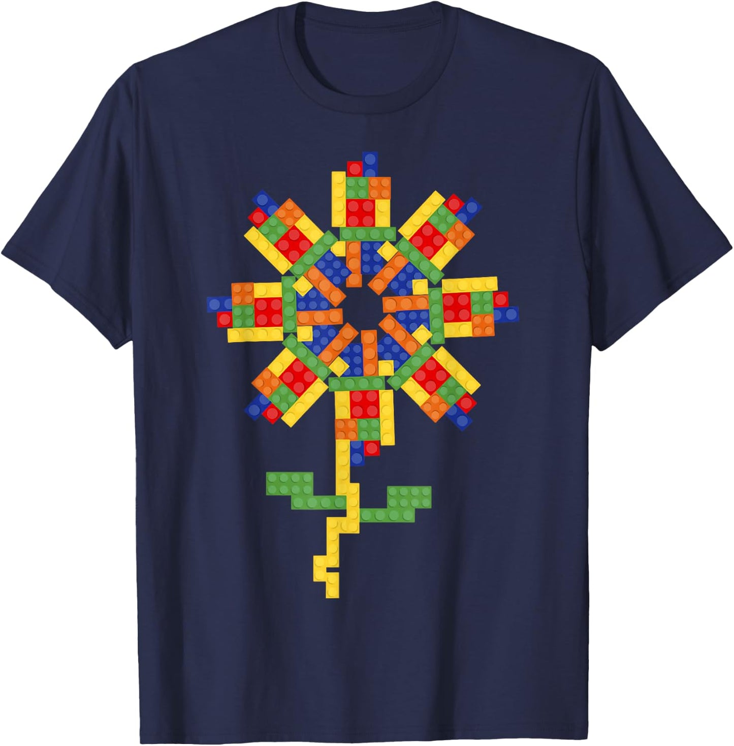 Master Builder Building Blocks Brick Flower T-Shirt - T-Shirt | Navy
