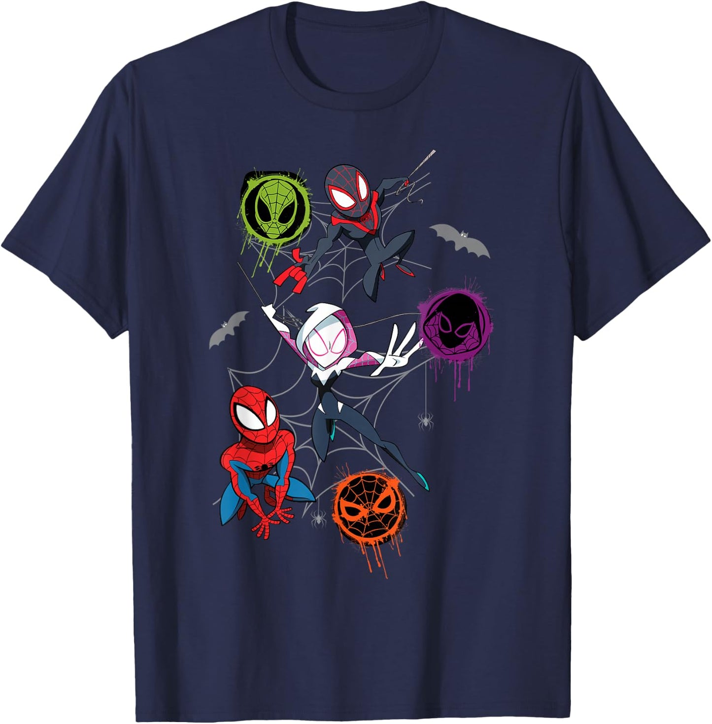 Marvel Spider-Man and Spider-Verse Pals Halloween Adventure Small T-Shirt - T-Shirt | Navy