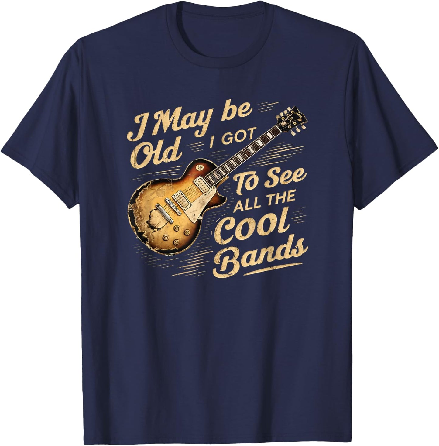 Cool Bands Quote Men Vintage Retro Music Lover Design T-Shirt - T-Shirt | Navy