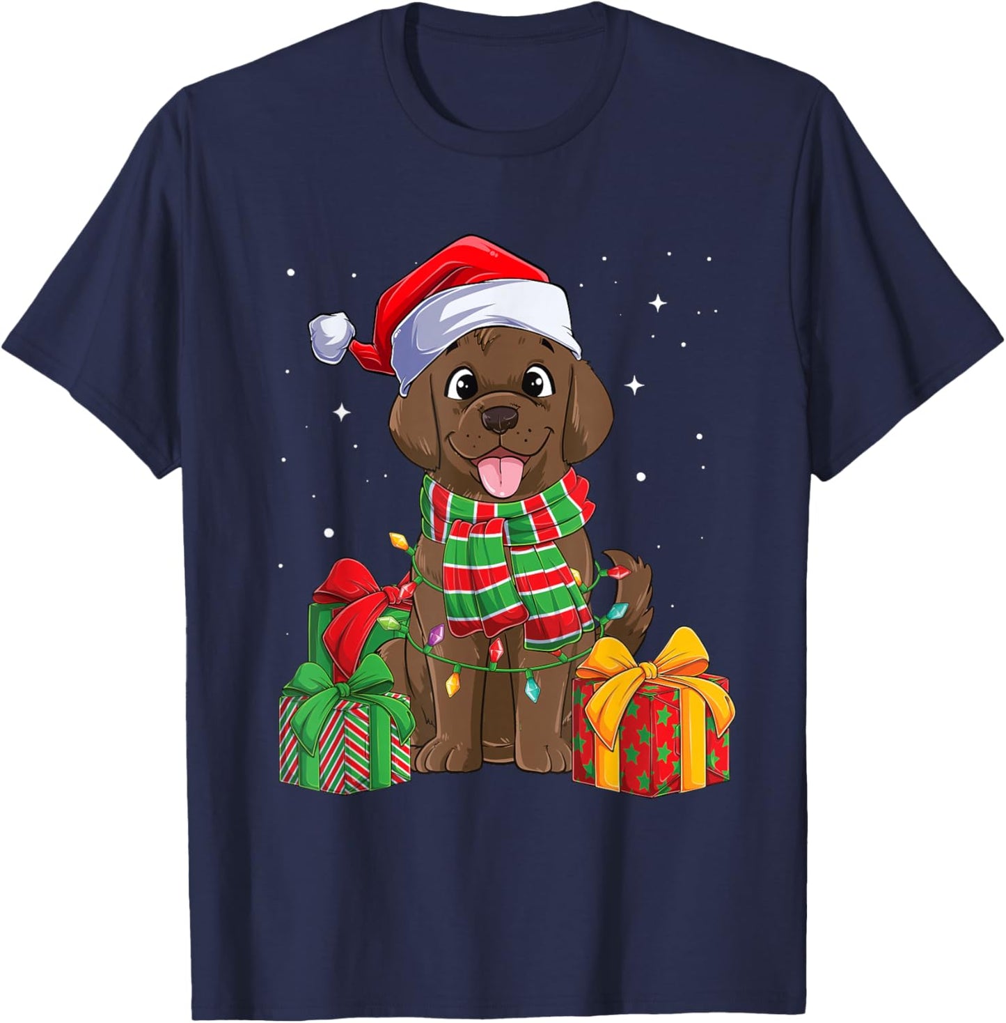 Chocolate Labrador Retriever Christmas Xmas Lab Dog Lover T-Shirt - T-Shirt | Navy