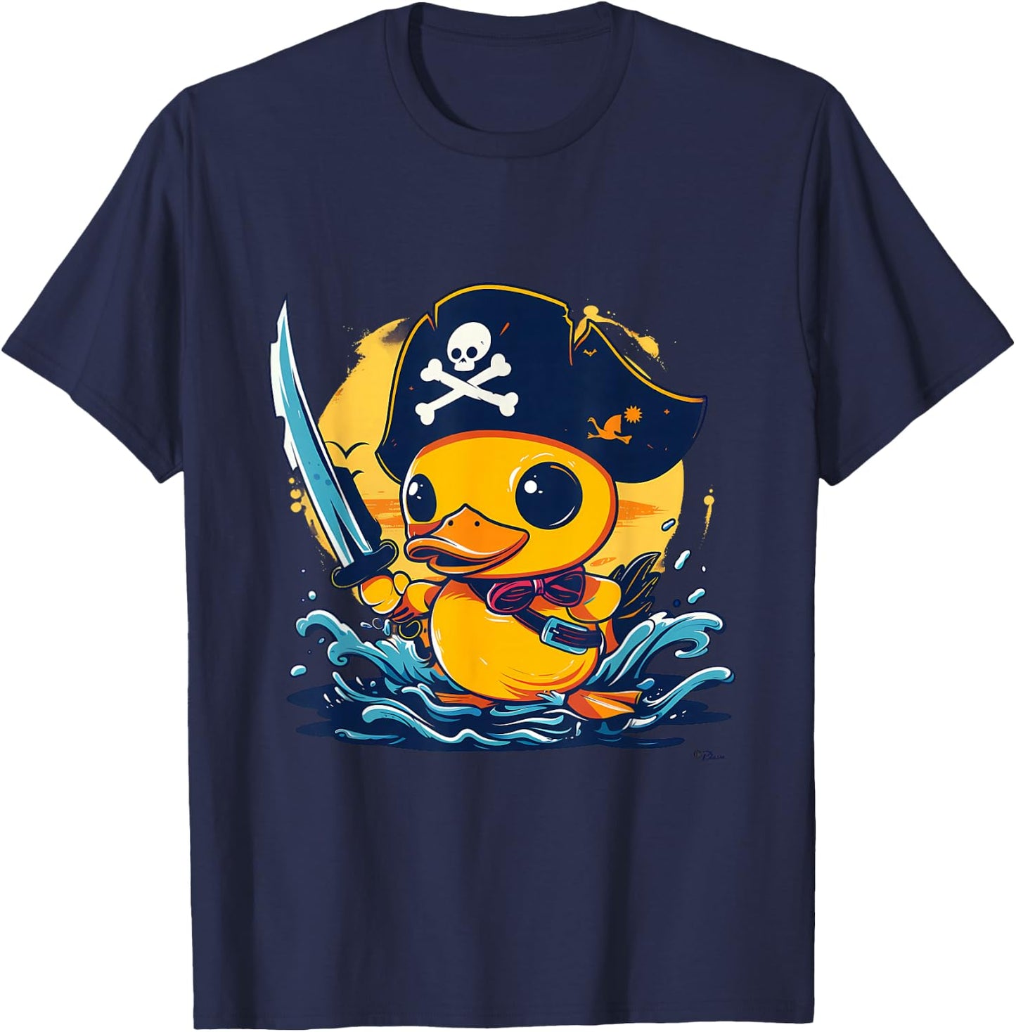 Rubber Duck Pirate Artwork Funny Rubber Duck Rubber Duckling T-Shirt - T-Shirt | Navy