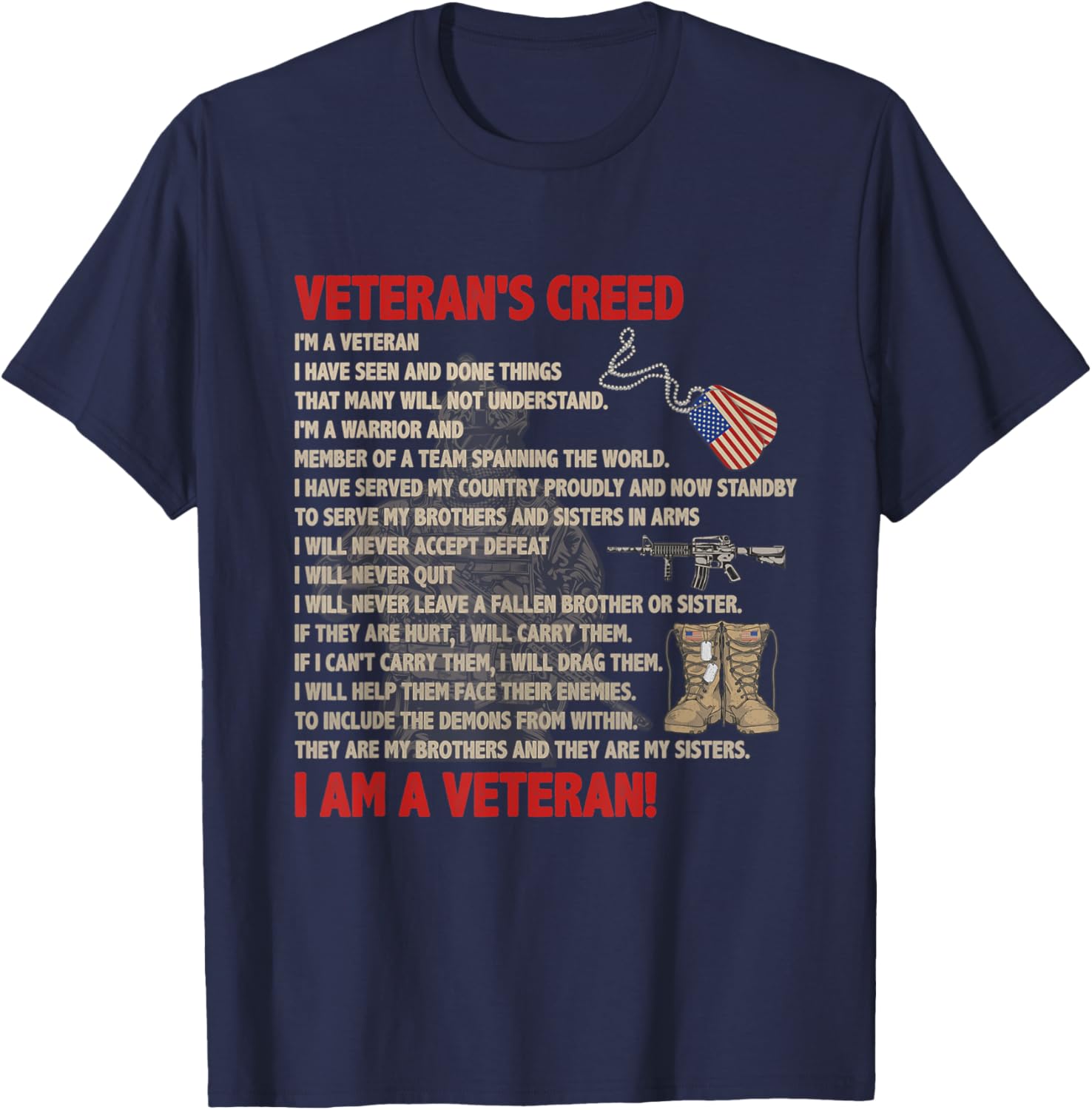 Veteran's creed I'm a veteran Proudly And Now Standby T-Shirt - T-Shirt | Navy