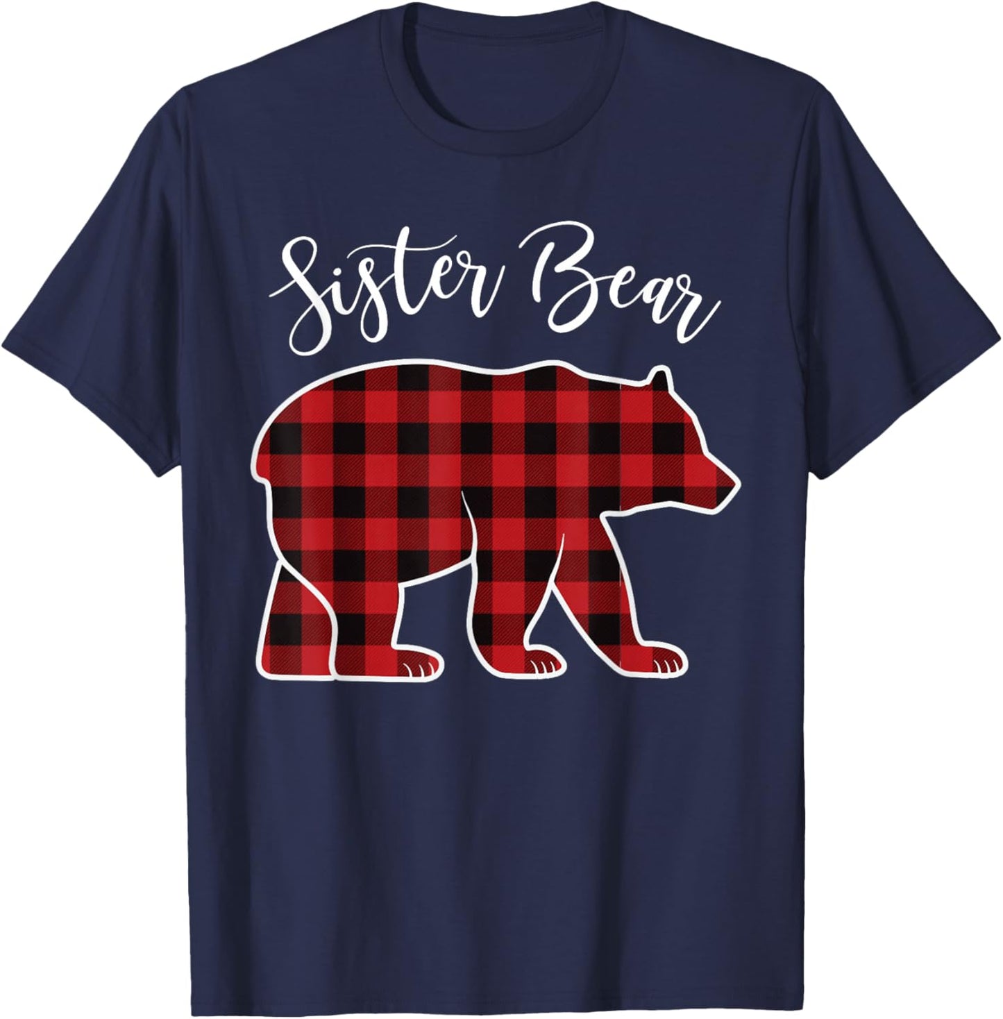 Sister Bear Pajama Red Buffalo Xmas Funny Family Christmas T-Shirt - T-Shirt | Navy
