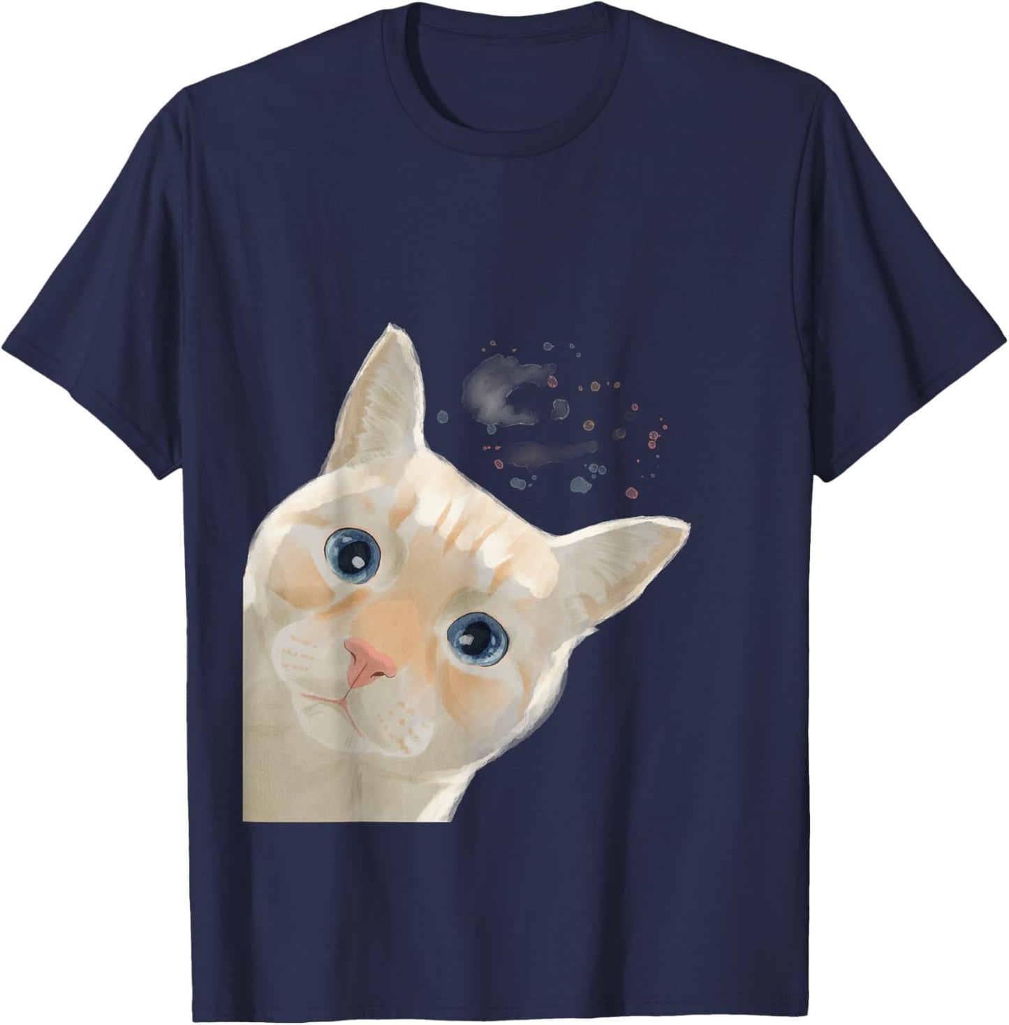 Funny Colorpoint Shorthair Curious Flame Point Siamese Cat T-Shirt - T-Shirt | Navy
