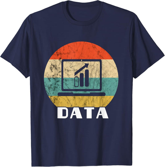 Data Analyst Retro Vintage Digital Data Analysis Software T-Shirt - T-Shirt | Navy