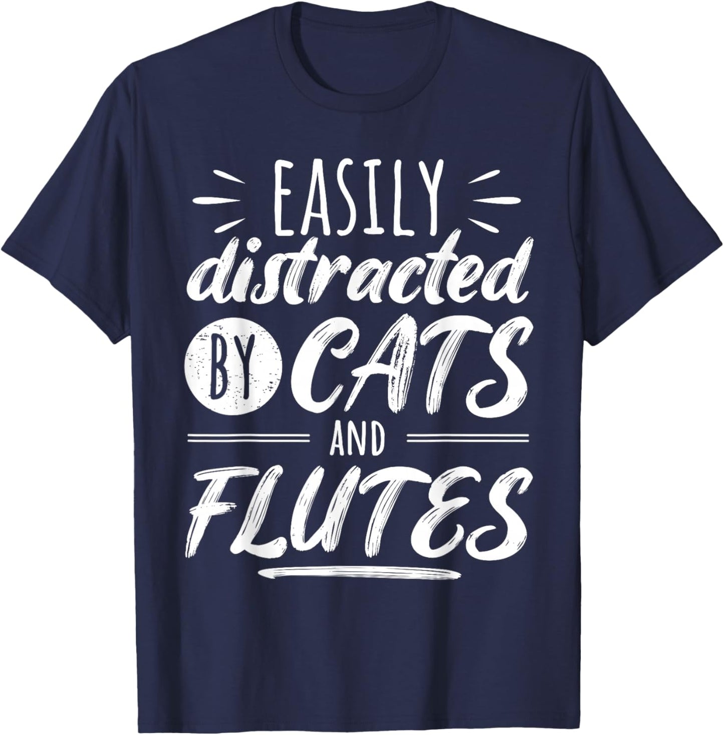 Funny Flute Player Saying Cat Owner I Cats And Flutes T-Shirt - T-Shirt | Navy