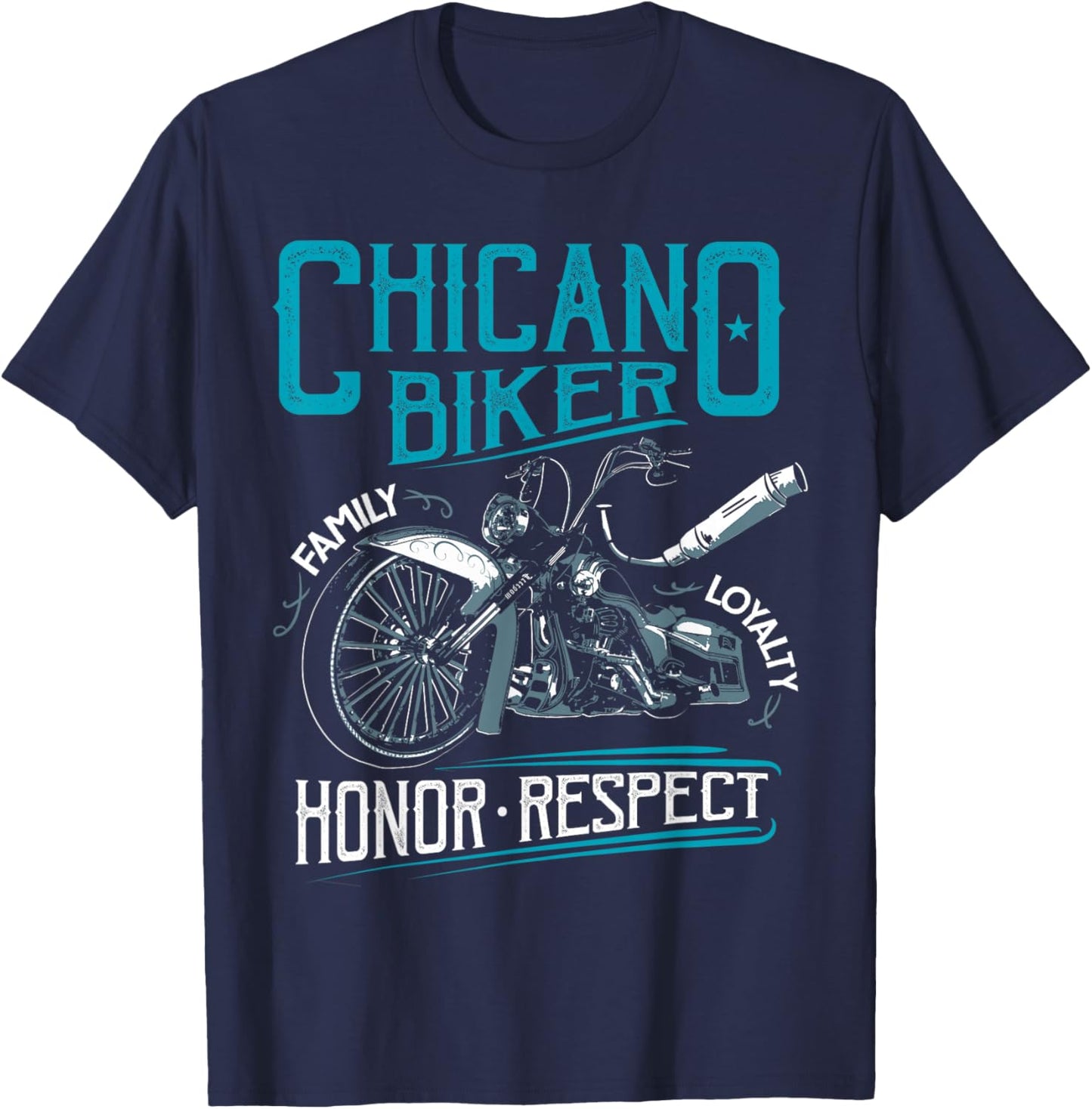 Lowriders Motorcycle Biker Custom Chicano Vintage Mexican T-Shirt - T-Shirt | Navy
