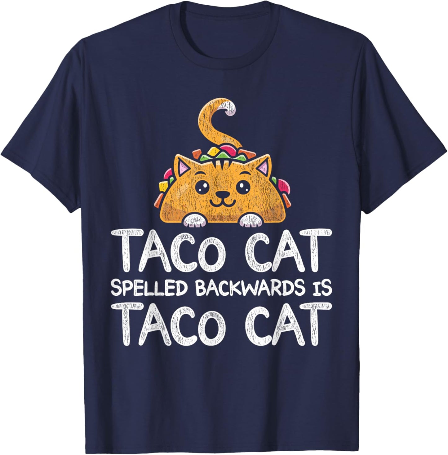 Funny Taco Cat Foodie Cat Animal Mexican Food Taco T-Shirt - T-Shirt | Navy
