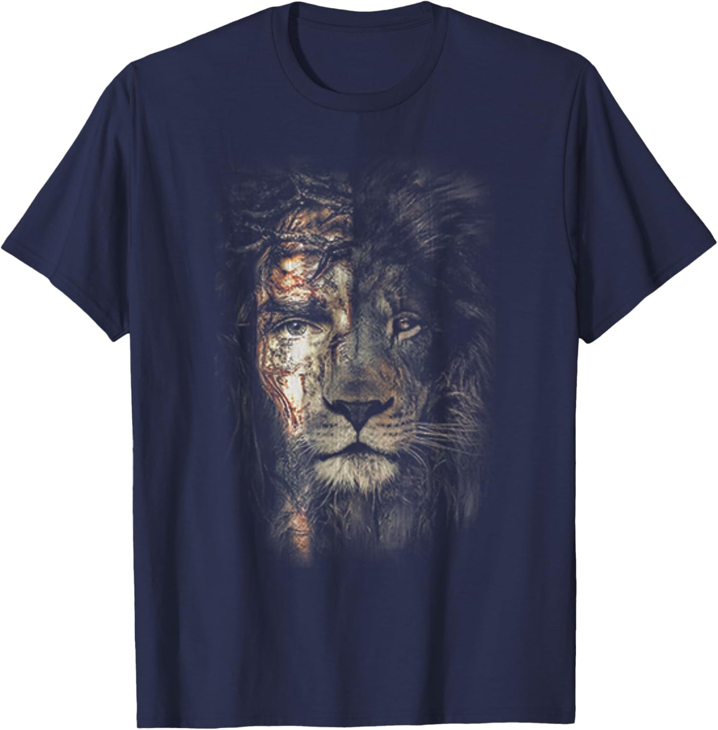 Jesus Lion Christian Cross Religion Lover T-Shirt - T-Shirt | Navy