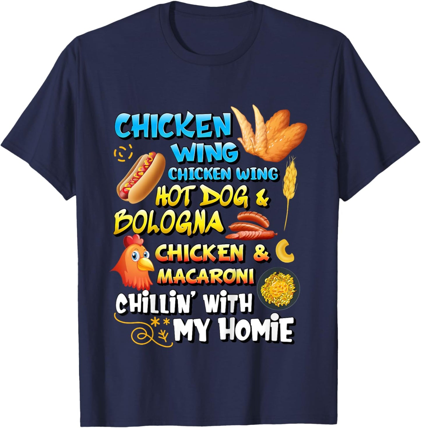 Viral Chicken Wing Chicken Wing Hot Dog Bologna Song lyric for Kids T-Shirt - T-Shirt | Navy