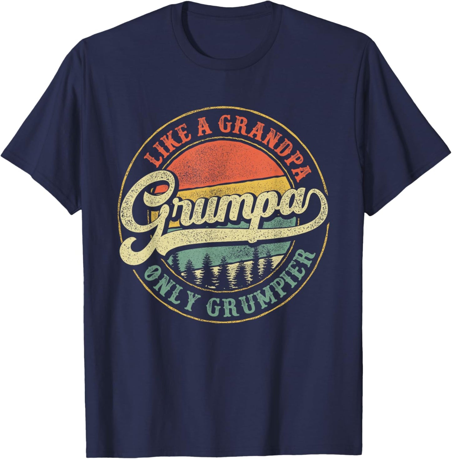 Grumpa Like a Grandpa Only Grumpier Retro Grumpa Definition T-Shirt - T-Shirt | Navy