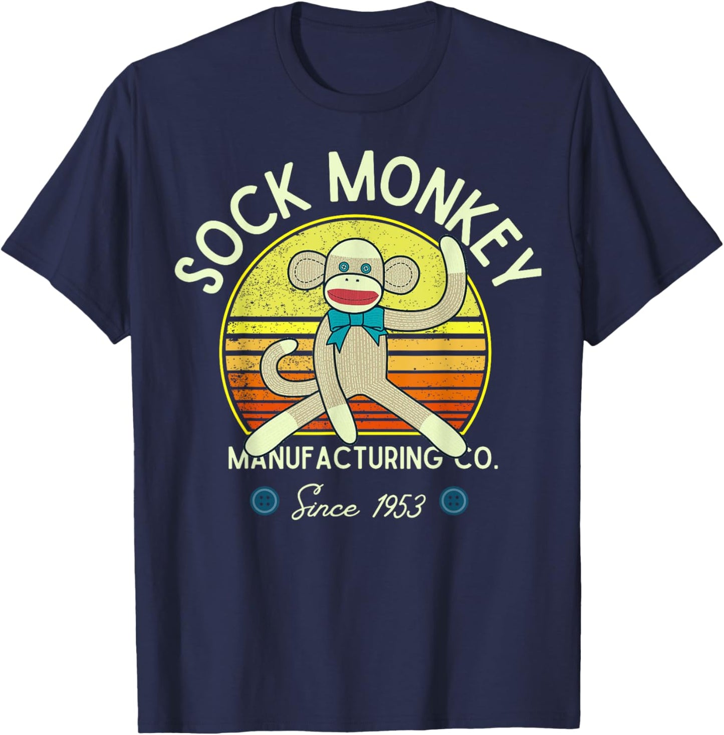 Sock Monkey Manufacturing Co. Retro Vintage Sock Monkeys T-Shirt - T-Shirt | Navy