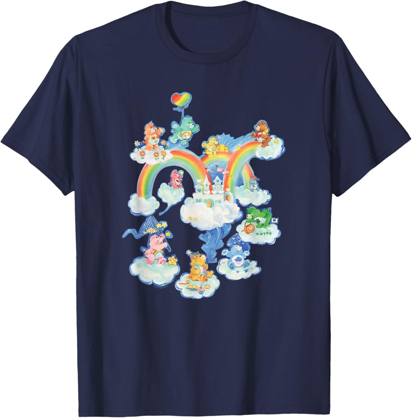 Care Bears Kingdom of Caring Vintage Rainbow City Group Shot T-Shirt - T-Shirt | Navy