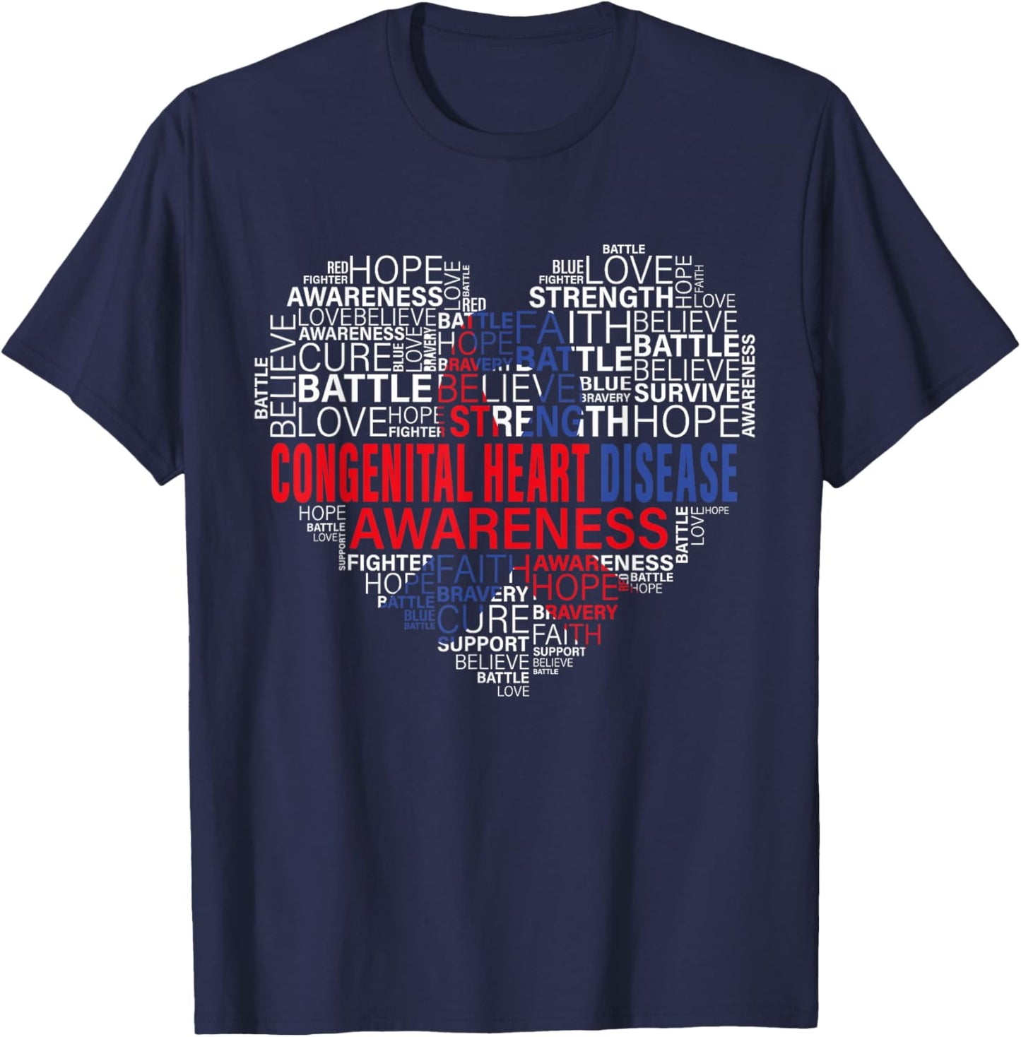 CHD Awareness Heart Disease Fighting Hope Support Warrior T-Shirt - T-Shirt | Navy