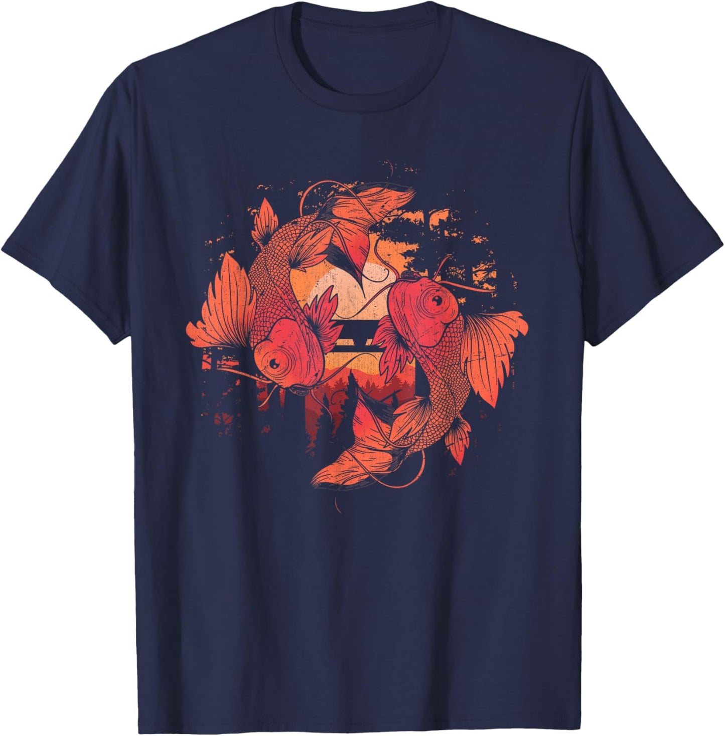 Asian Culture Koi Fish Japanese Taisho Sanke Koi Carp T-Shirt - T-Shirt | Navy