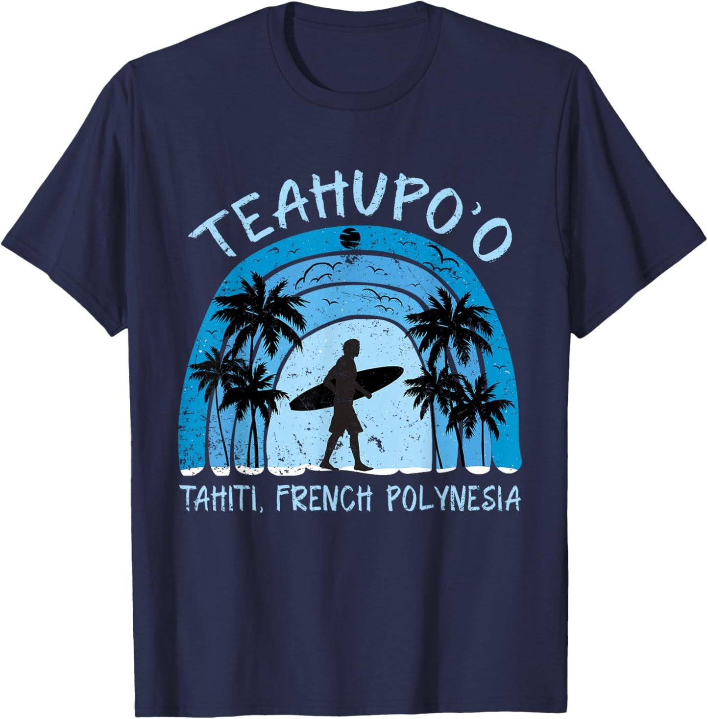 Teahupoo Shirt Surf French Polynesia Tahiti Surfing T-Shirt - T-Shirt | Navy
