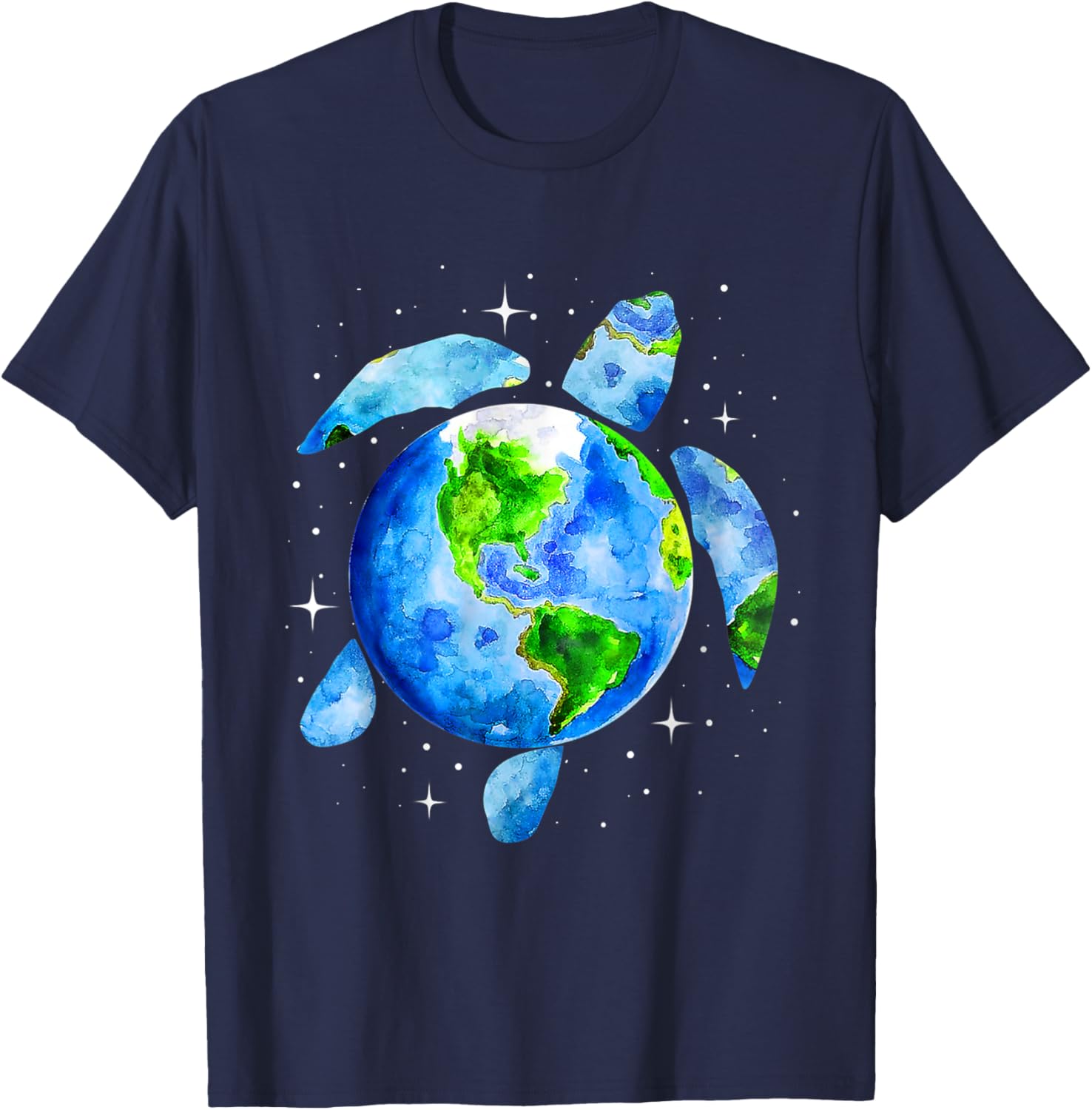 Earth Day 2022 Restore Save the Planet Earth Sea Turtle Art T-Shirt - T-Shirt | Navy