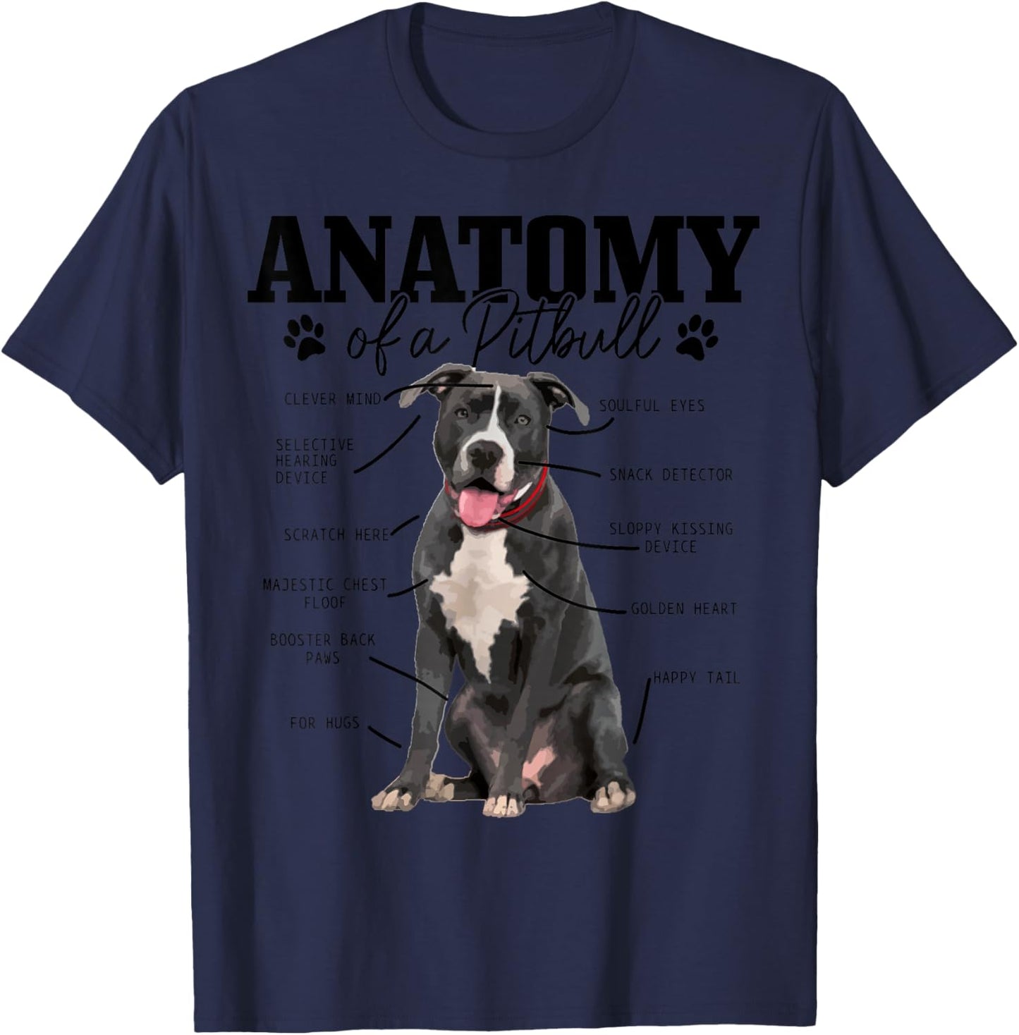Anatomy Of A Pitbull Dog Funny Cute Pitbull Mom Pitbull Dad T-Shirt - T-Shirt | Navy