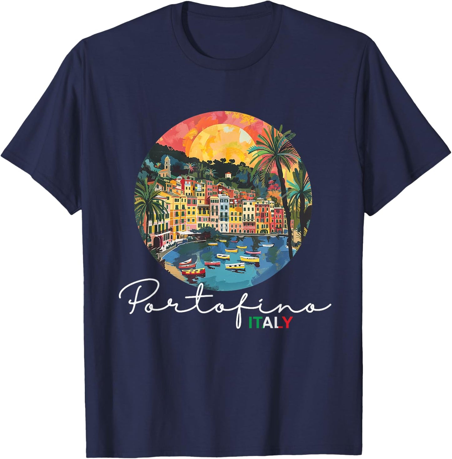 Italy Portofino Painting Souvenir / Portofino T-Shirt - T-Shirt | Navy