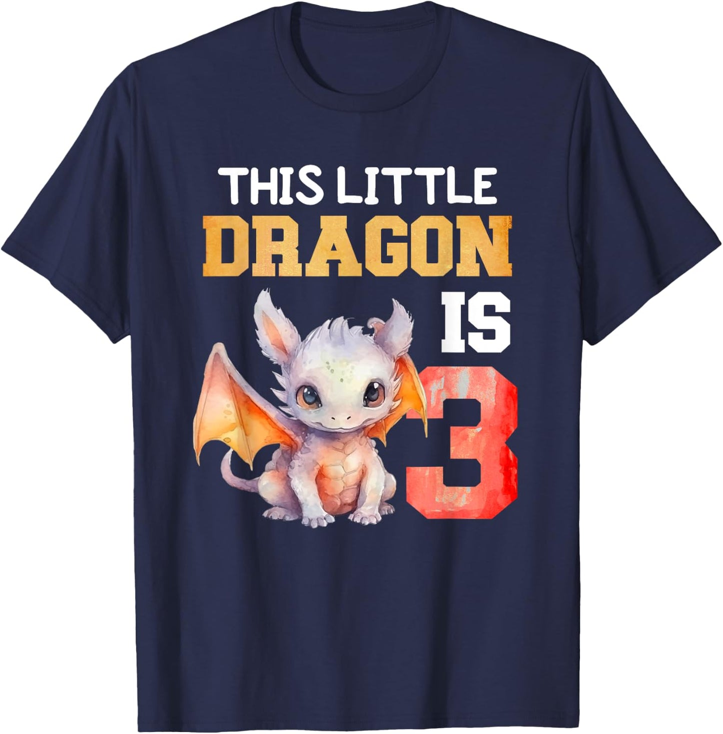 This Little Dragon is 3 Year Old Birthday Dragon 3rd Girl T-Shirt - T-Shirt | Navy