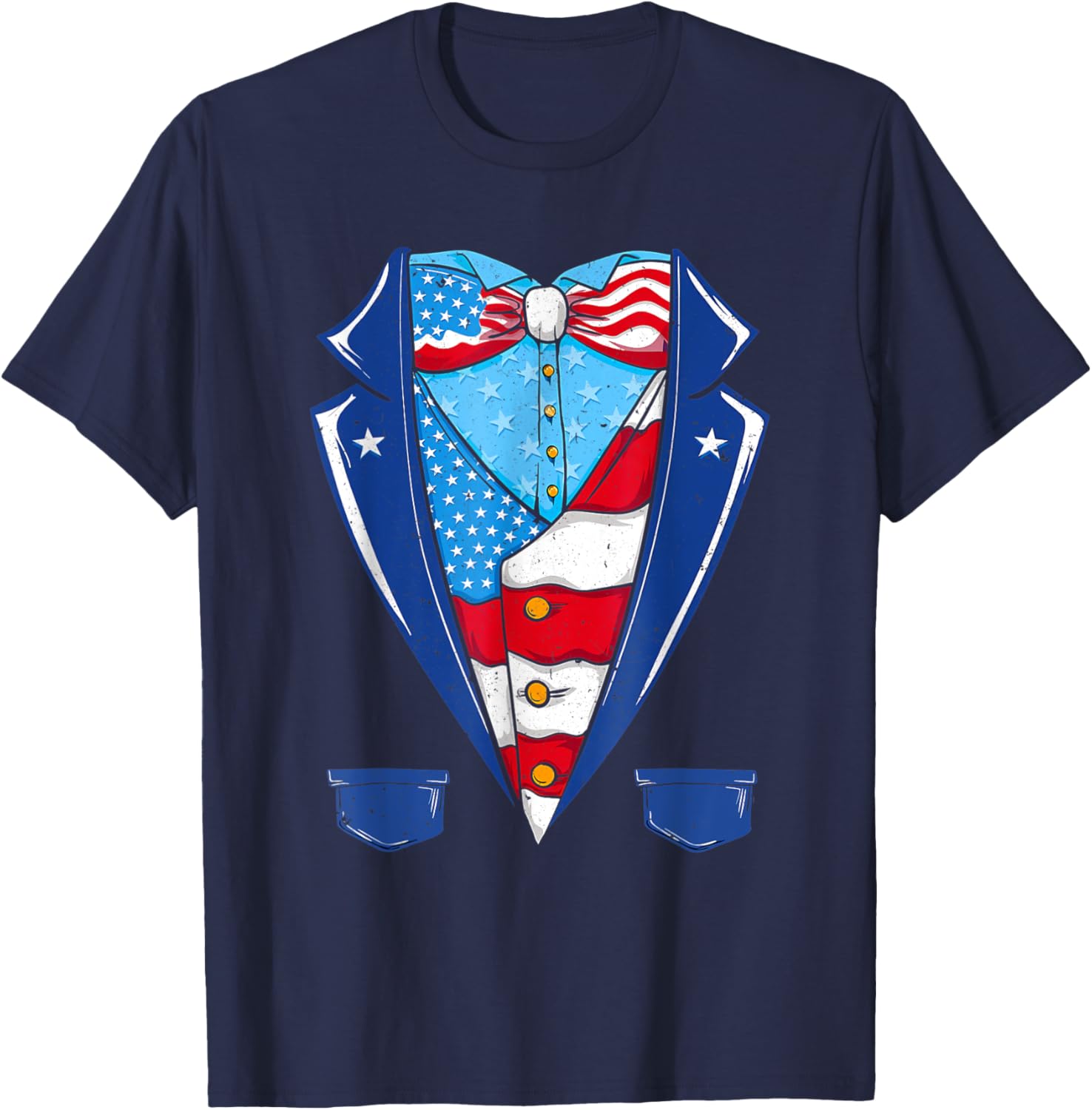 Uncle Sam American Flag Vest Patriotic Halloween Costume Women Kids Men T-Shirt - T-Shirt | Navy