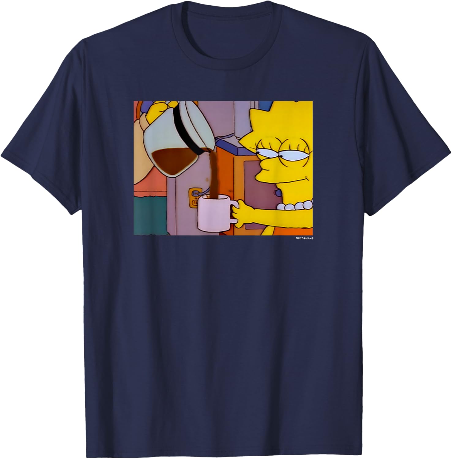 The Simpsons Lisa Coffee Smile V1 T-Shirt - T-Shirt | Navy