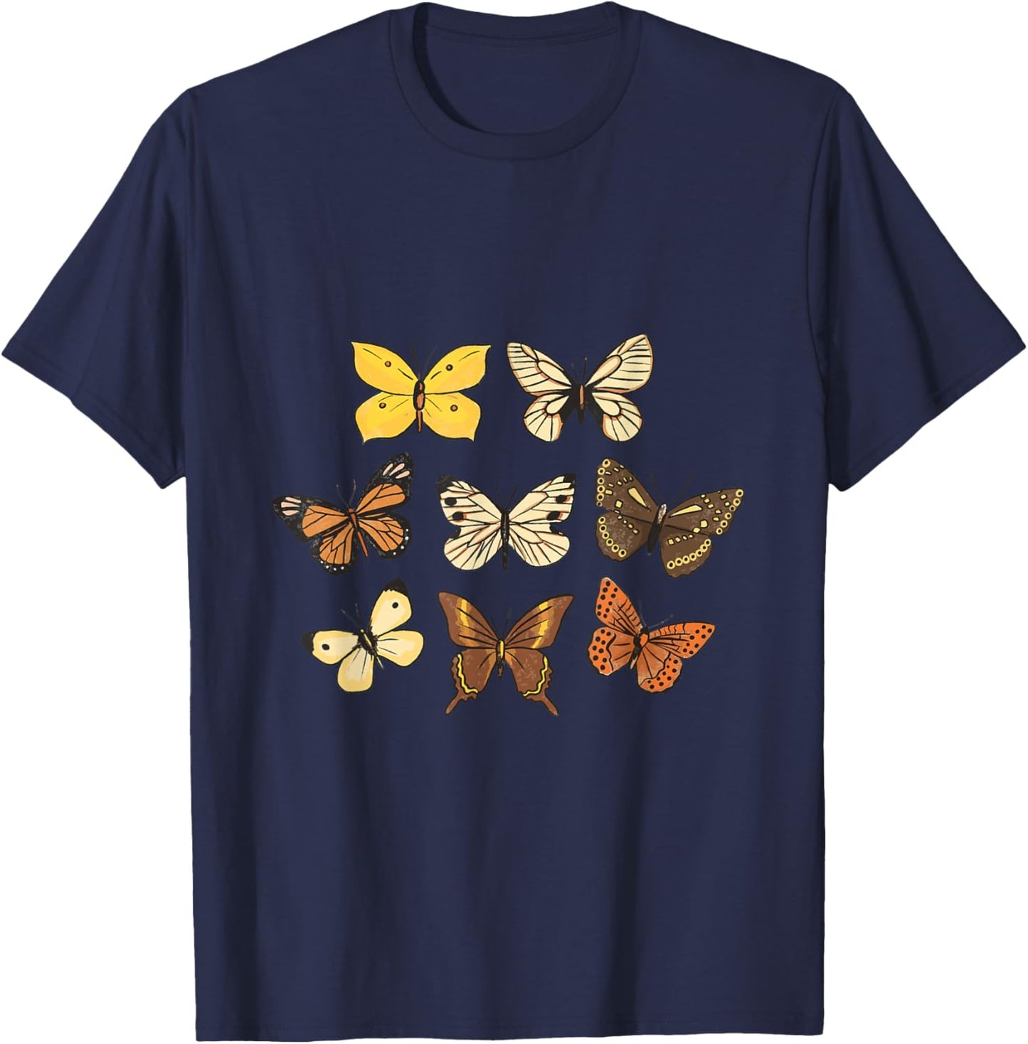 Vintage Butterflies print Butterfly Collection entomology T-Shirt - T-Shirt | Navy