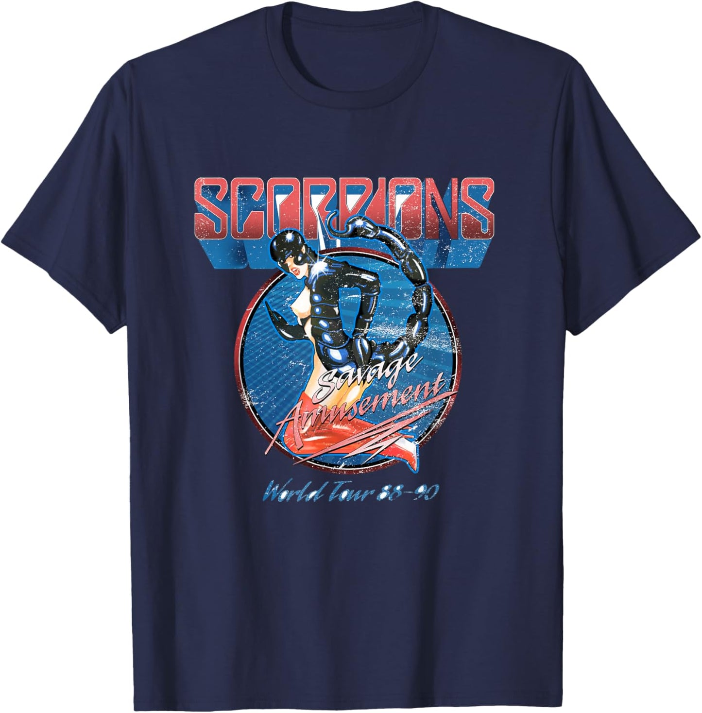 Official Scorpions Savage Amusement World Tour T-Shirt - T-Shirt | Navy