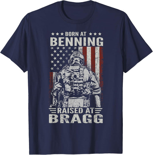 Born At Benning Raised At Bragg USA 82nd Airborne Division T-Shirt - T-Shirt | Navy